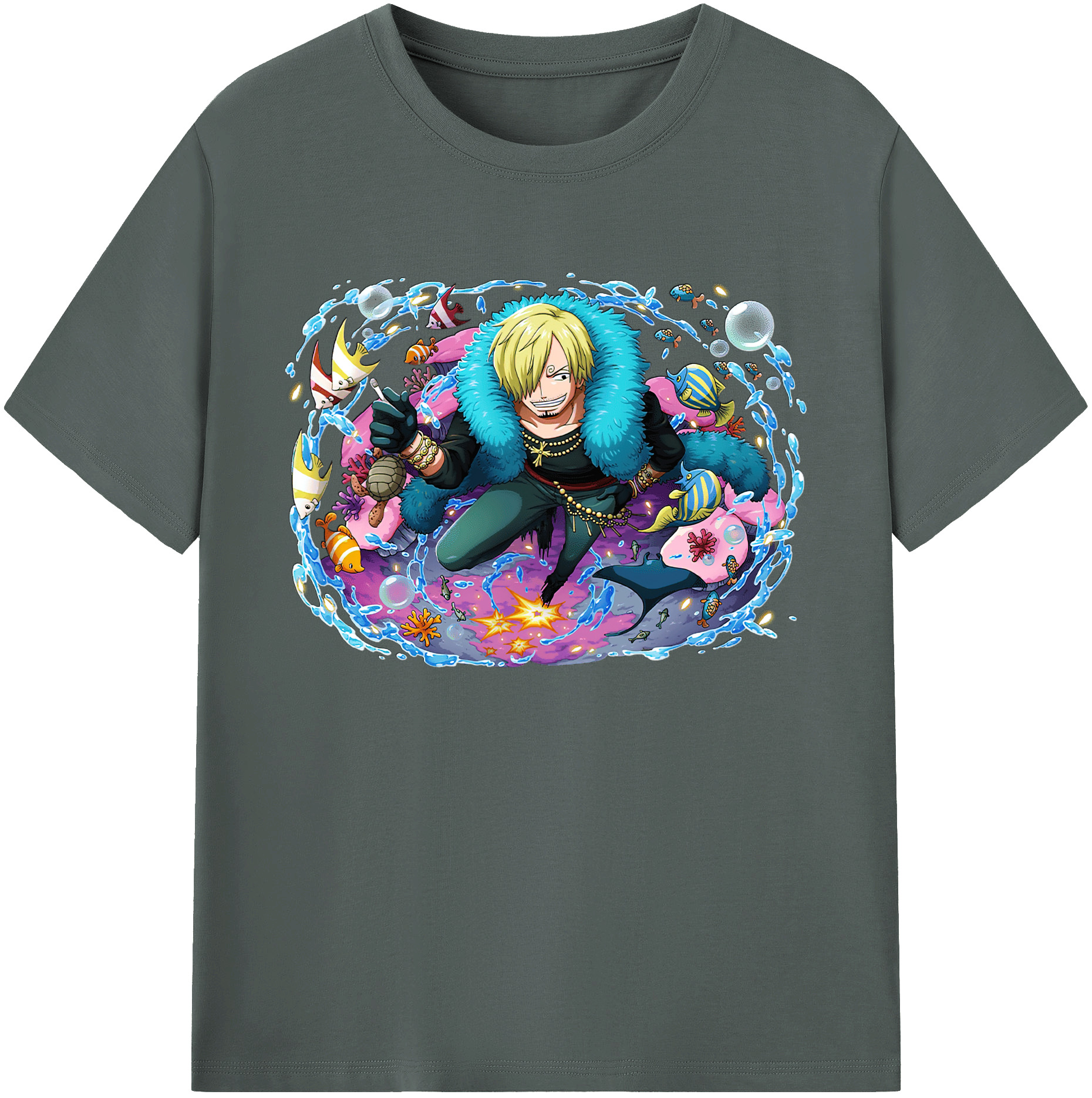 （画像用） ワンピース サンジ ONE PIECE Sanji 綿100％ メンズ半袖Tシャツ｜肌触りやわらか＆通気性